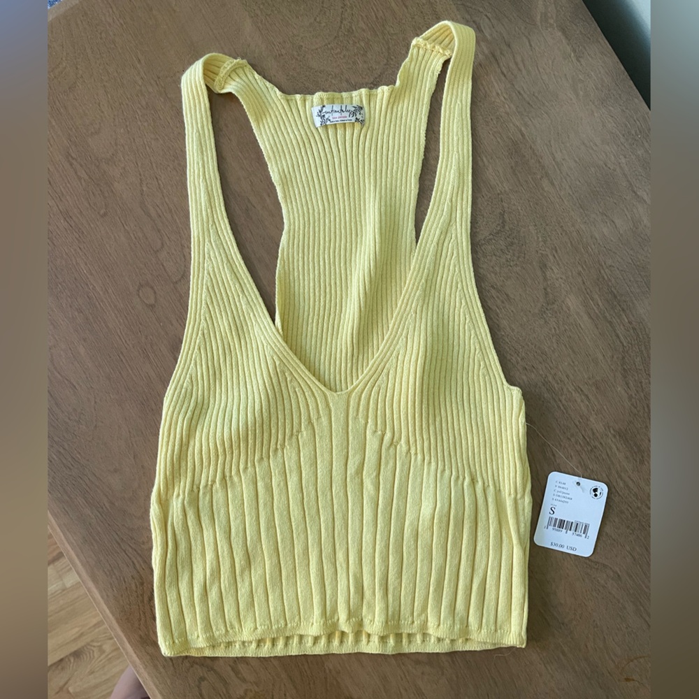 Free People Yellow Knit Crop Top